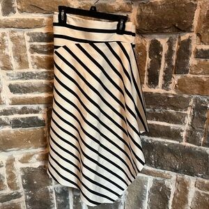 Tanya Taylor Black and White Asymmetrical Midi Skirt